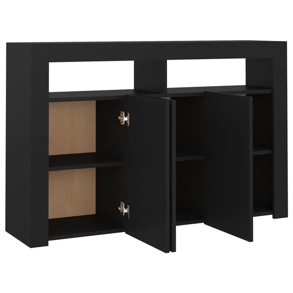 Sideboards & Buffets Sideboard With Led Lights Black 115.5X30x75 Cm