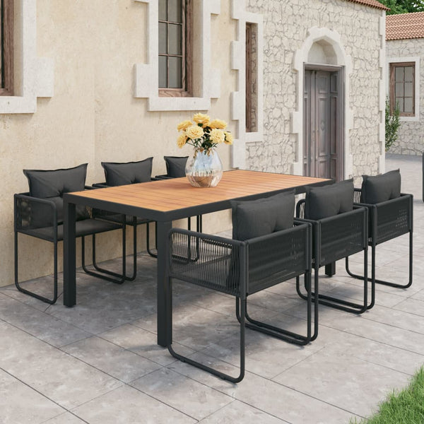 Outdoor Dining Sets 7 Piece Garden Dining Set Pvc Rattan Black And Brown