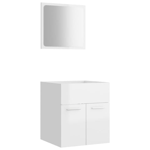 Bathroom Cabinets 2 Piece Bathroom Furniture Set High Gloss White Engineered Wood