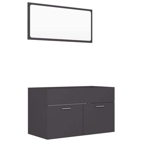 Bathroom Cabinets 2 Piece Bathroom Furniture Set Grey Engineered Wood