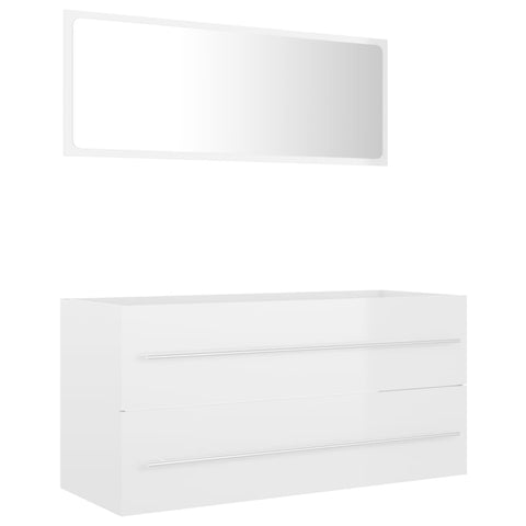 Bathroom Cabinets 2 Piece Bathroom Furniture Set High Gloss White Engineered Wood