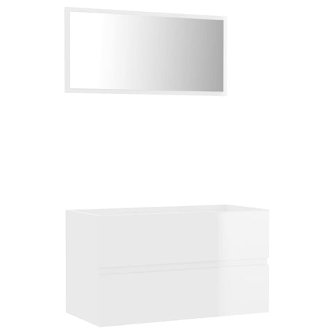 Bathroom Cabinets 2 Piece Bathroom Furniture Set High Gloss White Engineered Wood