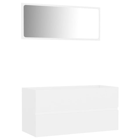 Bathroom Cabinets 2 Piece Bathroom Furniture Set White Engineered Wood