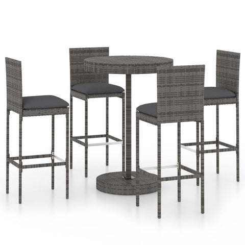 Patio Furniture Sets 5 Piece Garden Bar Set With Cushions Poly Rattan Grey