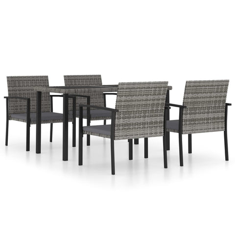 Outdoor Dining Sets 5 Piece Garden Dining Set Poly Rattan Grey