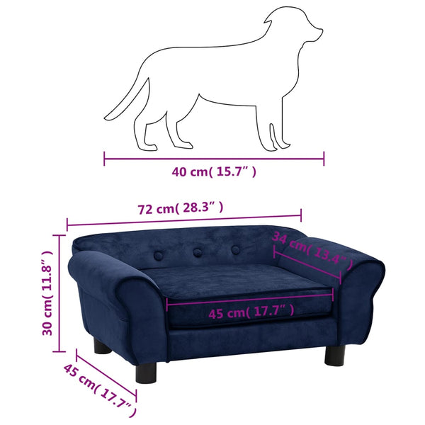 Pet Beds Dog Sofa Blue 72X45x30 Cm Plush