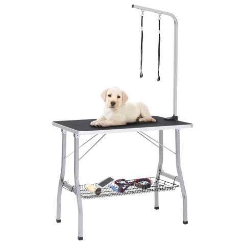 Grooming Tables Adjustable Dog Grooming Table With 2 Loops And Basket