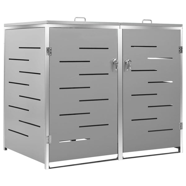 Sheds Summerhouses Carports Double Wheelie Bin Shed 138X77.5X115.5 Cm Stainless Steel