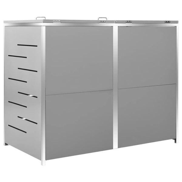 Sheds Summerhouses Carports Double Wheelie Bin Shed 138X77.5X115.5 Cm Stainless Steel