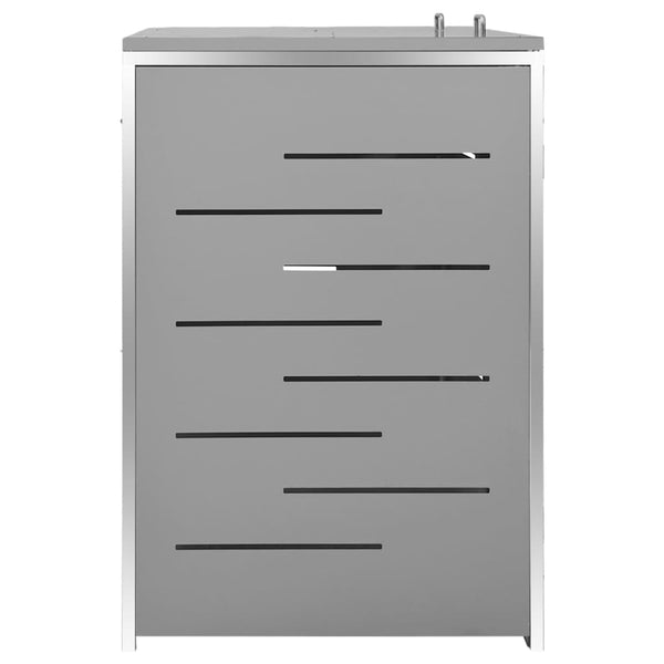 Sheds Summerhouses Carports Double Wheelie Bin Shed 138X77.5X115.5 Cm Stainless Steel