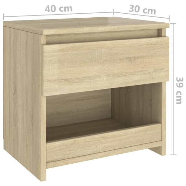 Bedside Tables Bedside Cabinet Sonoma Oak 40X30x39 Cm Engineered Wood