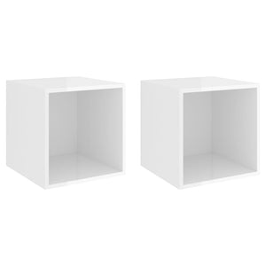 Cabinets & Cupboards Wall Cabinets 2 Pcs High Gloss White 37X37x37 Cm Engineered Wood