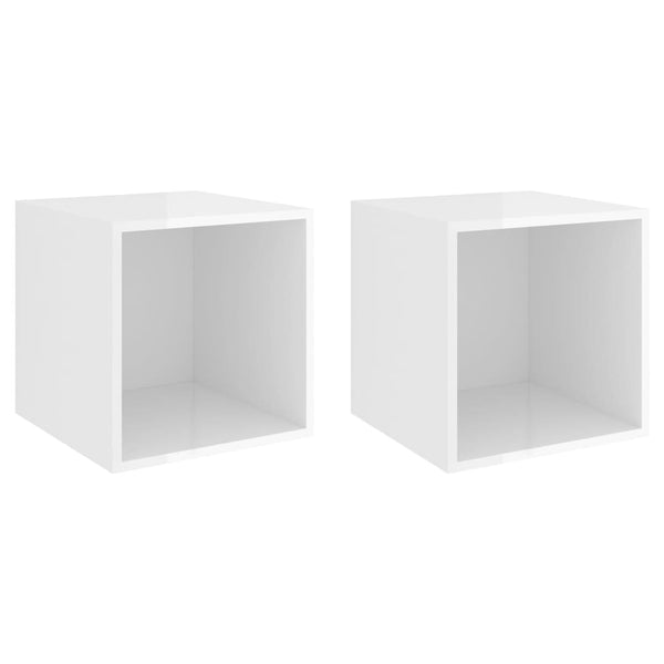 Cabinets & Cupboards Wall Cabinets 2 Pcs High Gloss White 37X37x37 Cm Engineered Wood