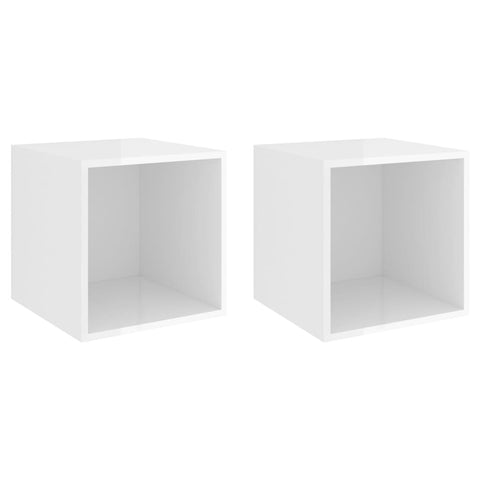 Cabinets & Cupboards Wall Cabinets 2 Pcs High Gloss White 37X37x37 Cm Engineered Wood