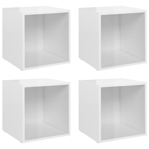 TV Stands & Entertainment Units Tv Cabinets 4 Pcs High Gloss White 37X35x37 Cm Engineered Wood