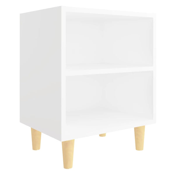 Bedside Tables Bed Cabinet With Solid Wood Legs White 40X30x50 Cm