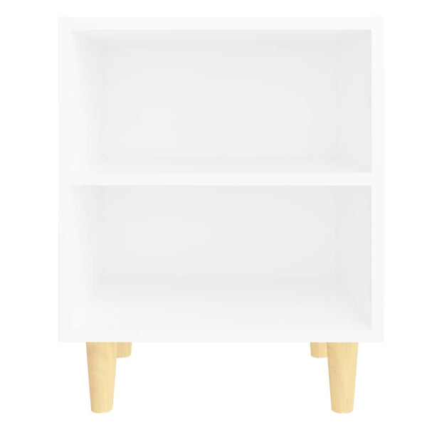 Bedside Tables Bed Cabinet With Solid Wood Legs White 40X30x50 Cm