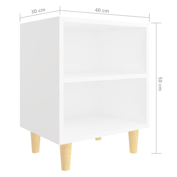 Bedside Tables Bed Cabinet With Solid Wood Legs White 40X30x50 Cm