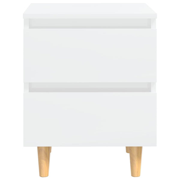 Bedside Tables Bed Cabinets & Pinewood Legs 2 Pcs High Gloss White 40X35x50cm