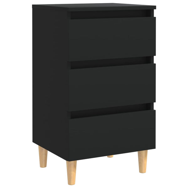 Bedside Tables Bed Cabinets With Solid Wood Legs 2 Pcs Black 40X35x69 Cm