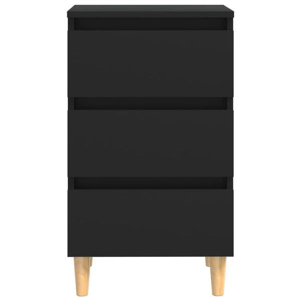 Bedside Tables Bed Cabinets With Solid Wood Legs 2 Pcs Black 40X35x69 Cm