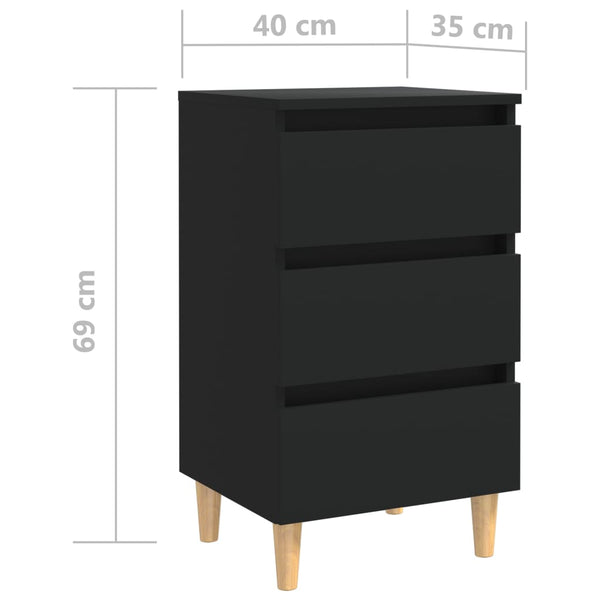 Bedside Tables Bed Cabinets With Solid Wood Legs 2 Pcs Black 40X35x69 Cm