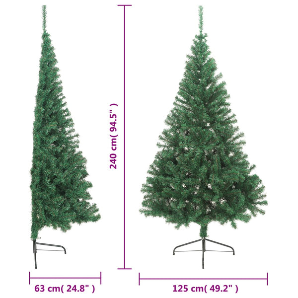 Seasonal Decorations Artificial Half Christmas Tree With Stand Green 240 Cm Pvc