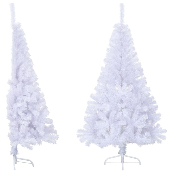 Seasonal Decorations Artificial Half Christmas Tree With Stand White 150 Cm Pvc