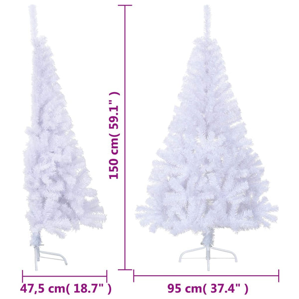 Seasonal Decorations Artificial Half Christmas Tree With Stand White 150 Cm Pvc