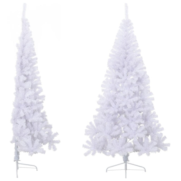 Seasonal Decorations Artificial Half Christmas Tree With Stand White 180 Cm Pvc