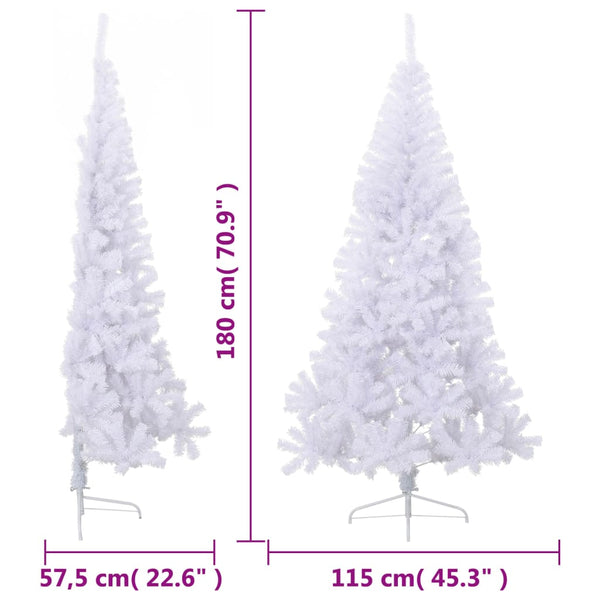 Seasonal Decorations Artificial Half Christmas Tree With Stand White 180 Cm Pvc