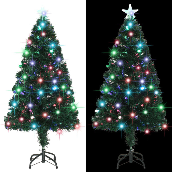 Seasonal Decorations Pre Lit Christmas Tree With Stand 120 Cm Fibre Optic