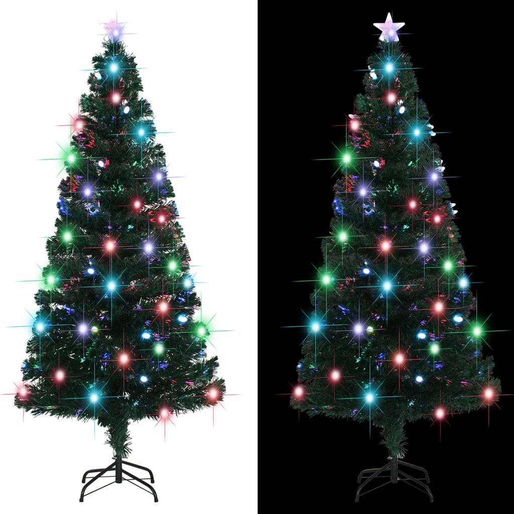 Seasonal Decorations Pre Lit Christmas Tree With Stand 150 Cm Fibre Optic