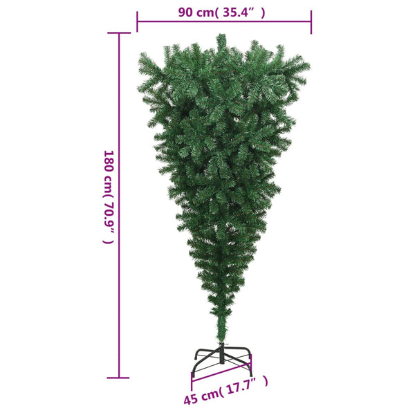 Seasonal Decorations Upside Down Artificial Christmas Tree With Stand Green 180 Cm