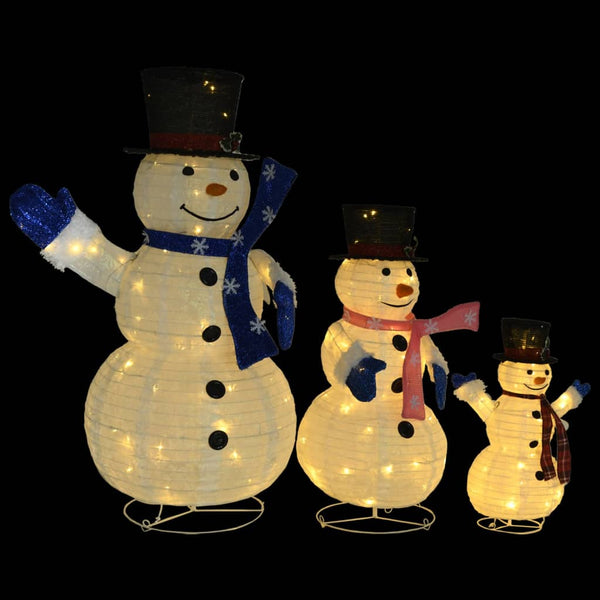 Seasonal Decorations Decorative Christmas Snowman Family Figures With Led Luxury Fabric