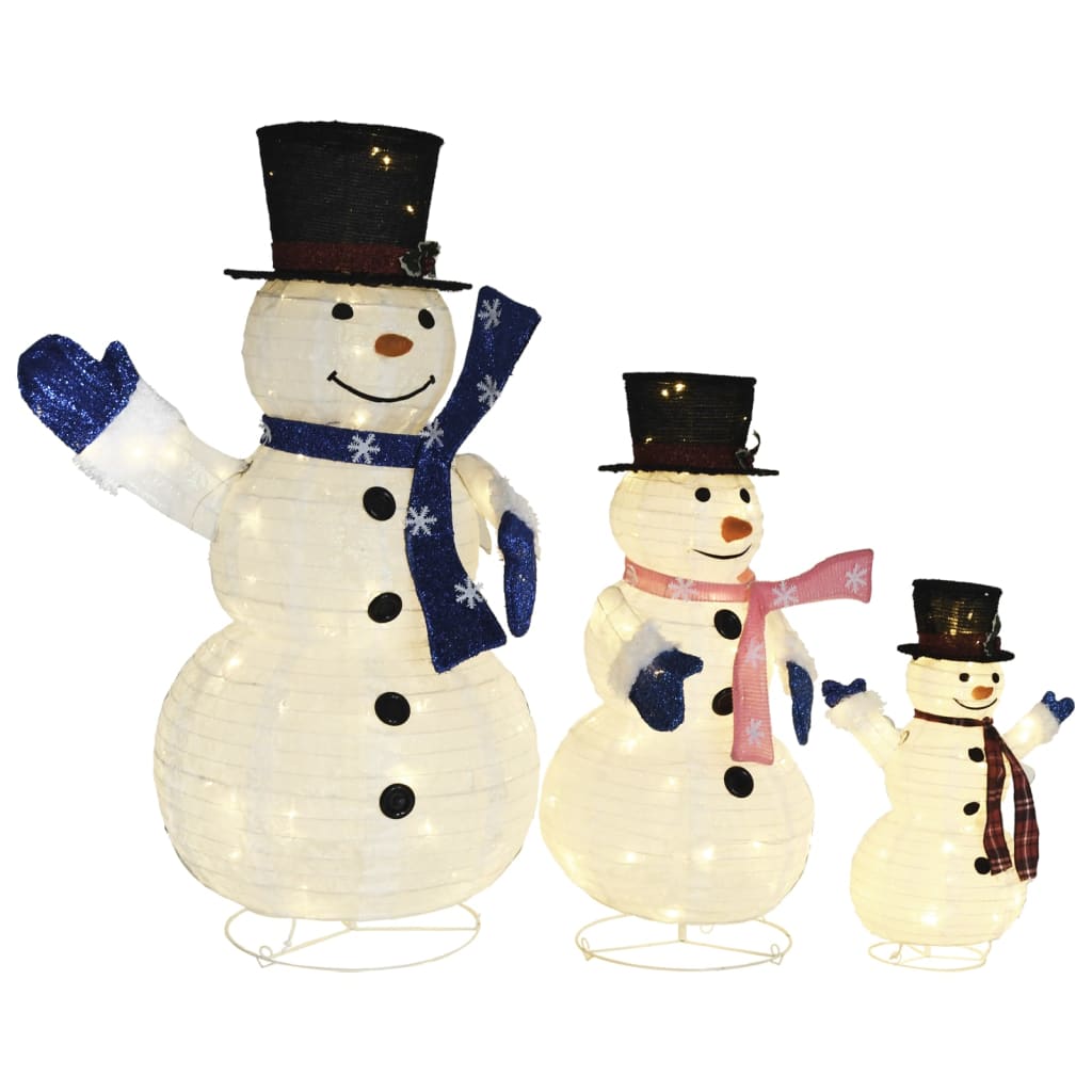 Seasonal Decorations Decorative Christmas Snowman Family Figures With Led Luxury Fabric