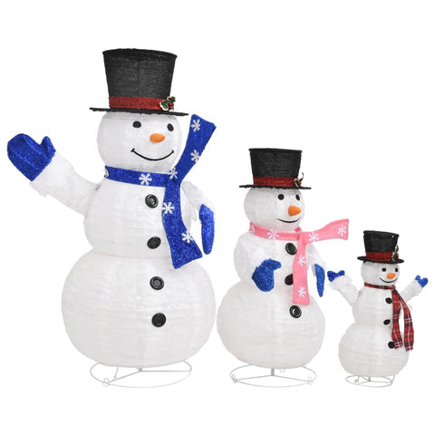 Seasonal Decorations Decorative Christmas Snowman Family Figures With Led Luxury Fabric