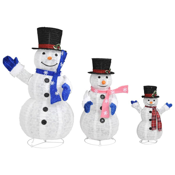 Seasonal Decorations Decorative Christmas Snowman Family Figures With Led Luxury Fabric