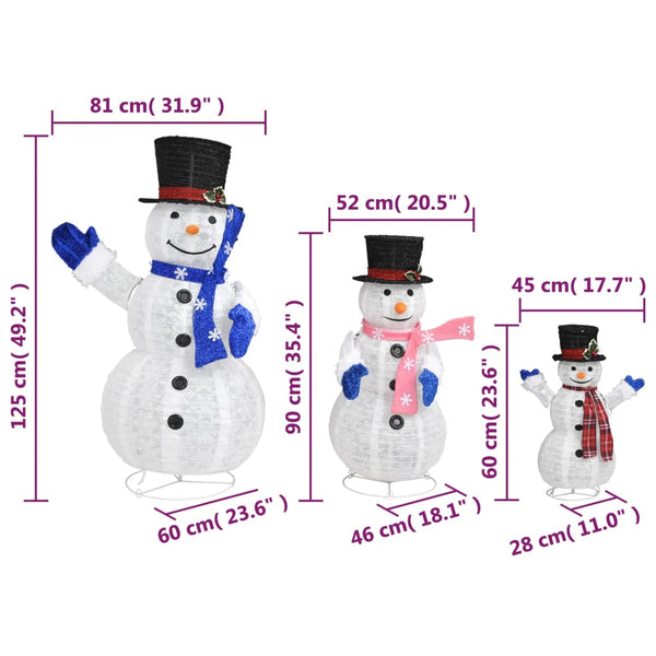 Seasonal Decorations Decorative Christmas Snowman Family Figures With Led Luxury Fabric