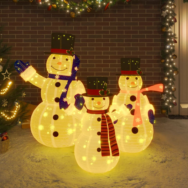 Seasonal Decorations Decorative Christmas Snowman Family Figures With Led Luxury Fabric