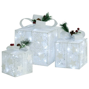 Seasonal Decorations Decorative Christmas Gift Boxes 3 Pcs White Outdoor Indoor