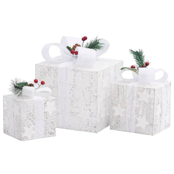 Seasonal Decorations Decorative Christmas Gift Boxes 3 Pcs White Outdoor Indoor