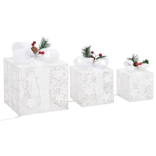 Seasonal Decorations Decorative Christmas Gift Boxes 3 Pcs White Outdoor Indoor