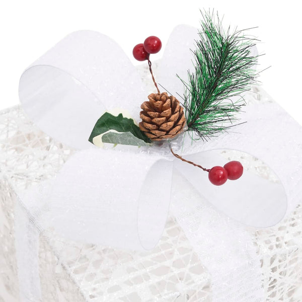 Seasonal Decorations Decorative Christmas Gift Boxes 3 Pcs White Outdoor Indoor