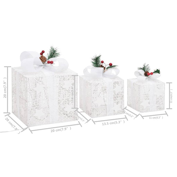 Seasonal Decorations Decorative Christmas Gift Boxes 3 Pcs White Outdoor Indoor