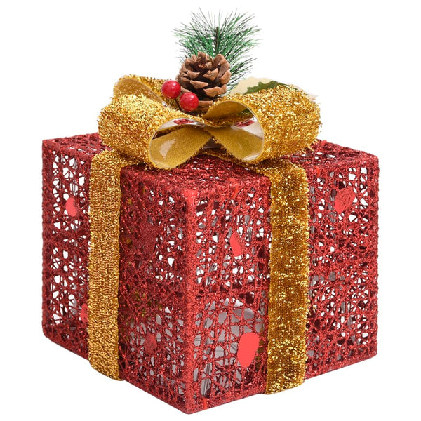 Seasonal Decorations Decorative Christmas Gift Boxes 3 Pcs Red Outdoor Indoor