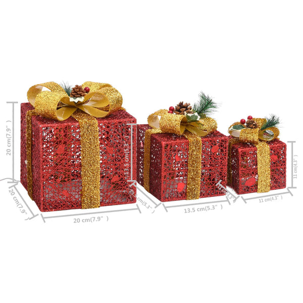 Seasonal Decorations Decorative Christmas Gift Boxes 3 Pcs Red Outdoor Indoor