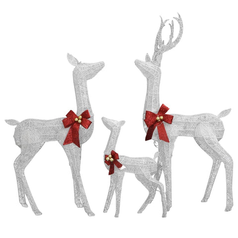 Seasonal Decorations Reindeer Family Christmas Decoration White And Silver 201 Leds