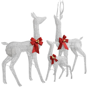 Seasonal Decorations Reindeer Family Christmas Decoration White And Silver 201 Leds