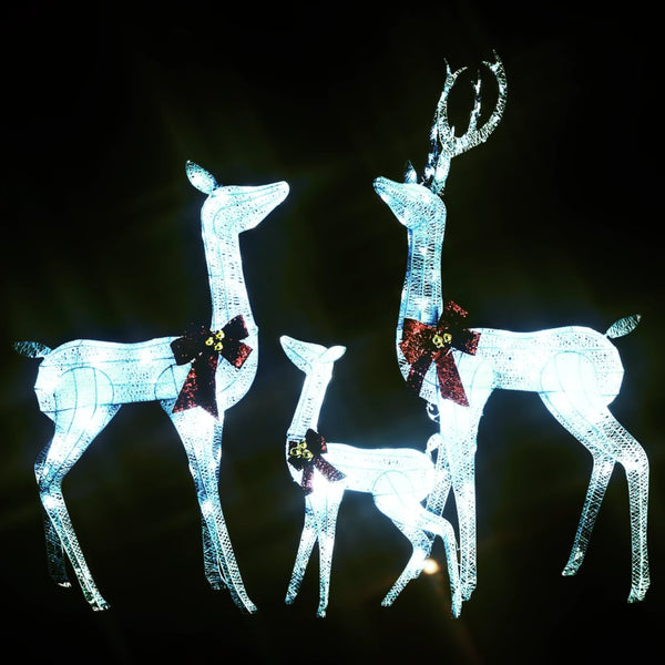 Seasonal Decorations Reindeer Family Christmas Decoration White And Silver 201 Leds